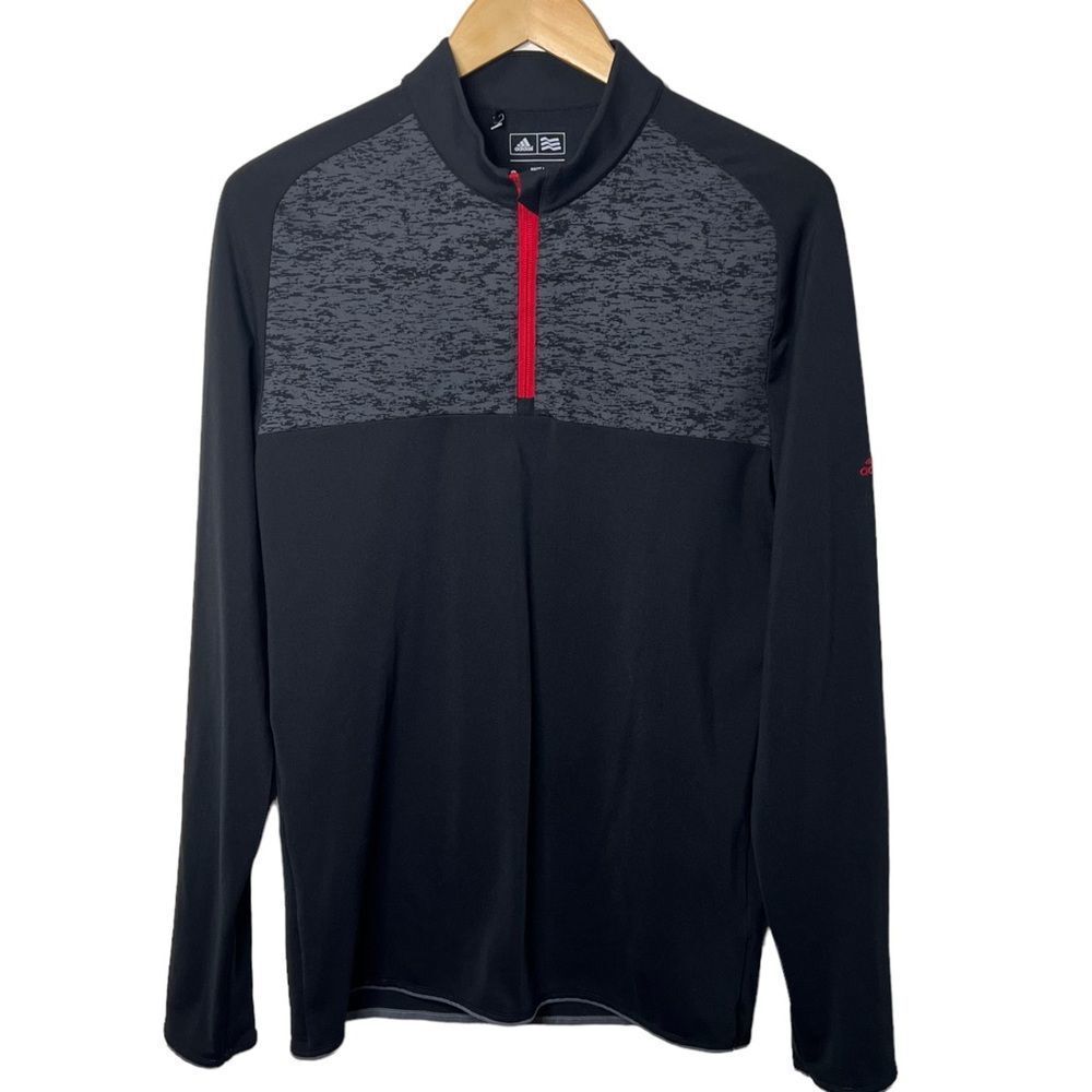 Men’s Adidas Golf Small Black 1/4 Zip Polyester Pull Over Red, Black & Grey